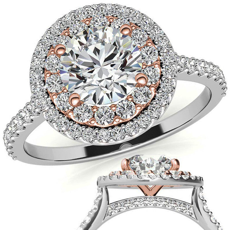 Round Double Halo Moissanite Engagement Ring