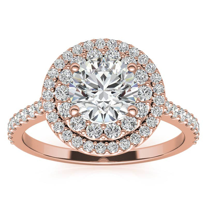 Round Double Halo Moissanite Engagement Ring