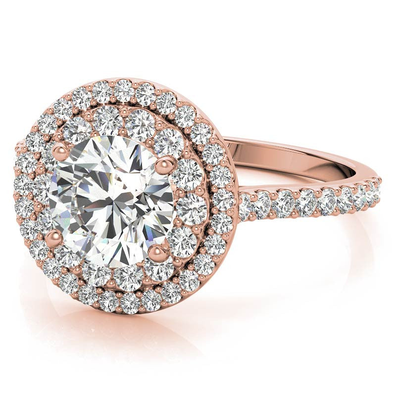Round Double Halo Moissanite Engagement Ring
