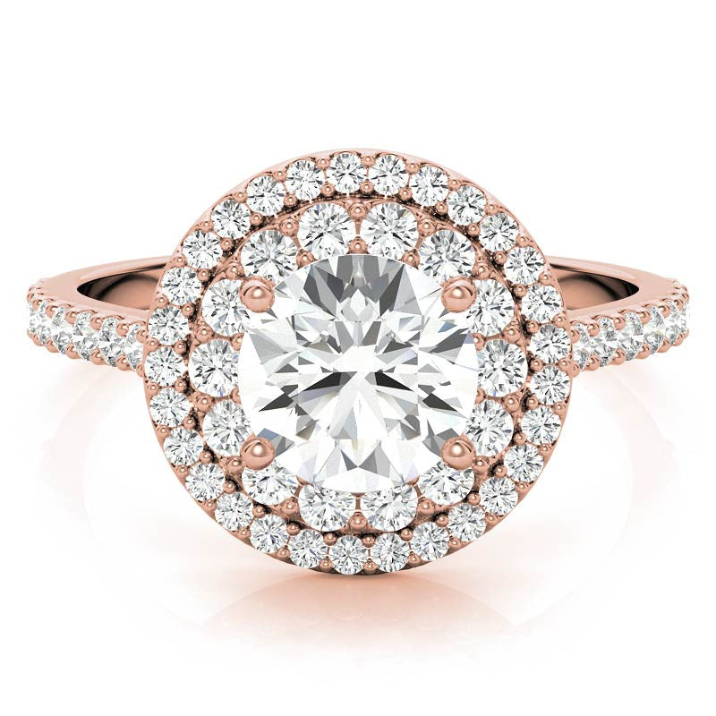 Round Double Halo Moissanite Engagement Ring