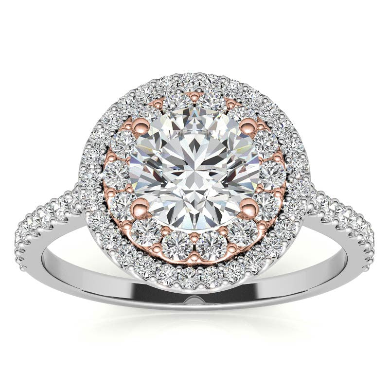 Round Double Halo Moissanite Engagement Ring