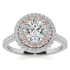 Round Double Halo Moissanite Engagement Ring