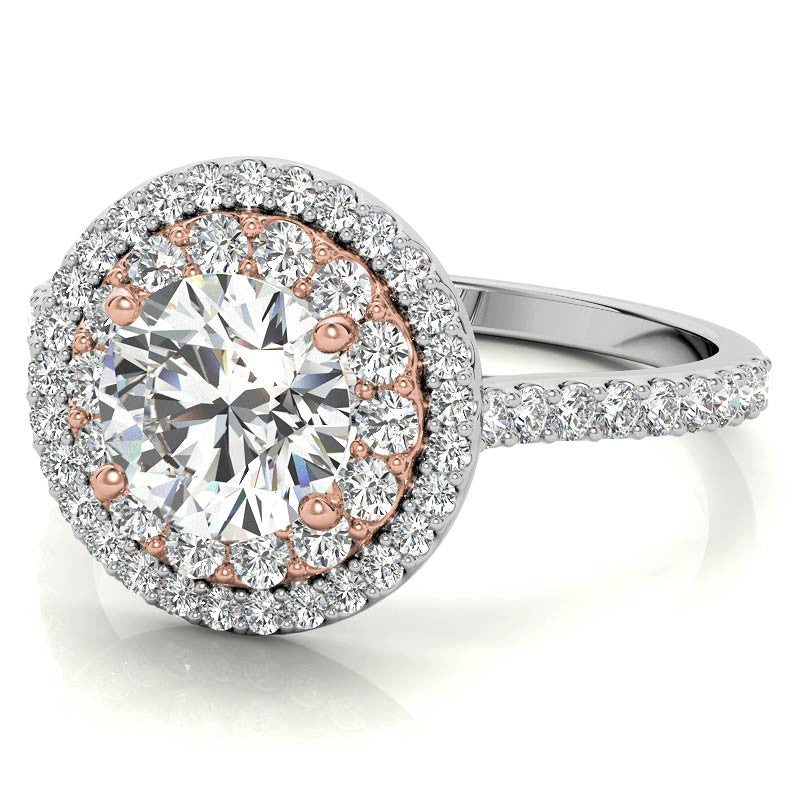 Round Double Halo Moissanite Engagement Ring