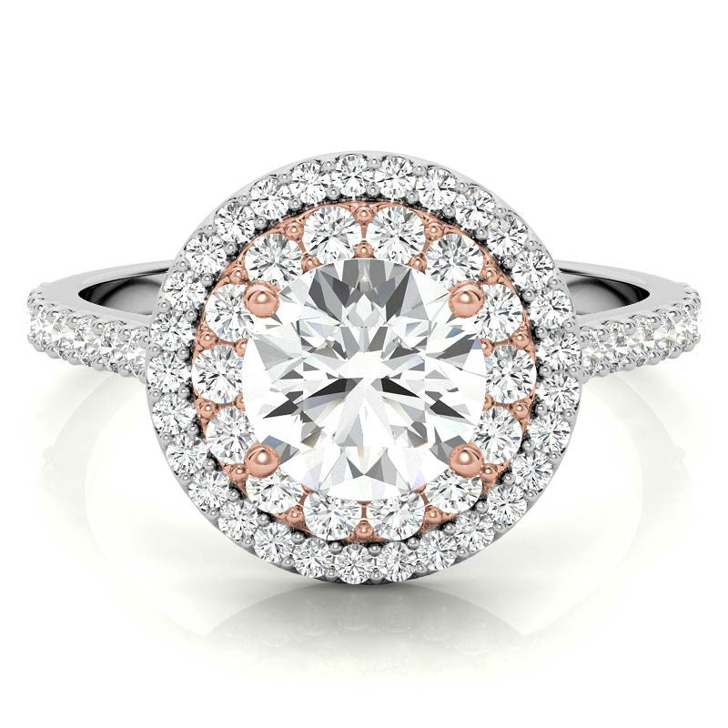 Round Double Halo Moissanite Engagement Ring
