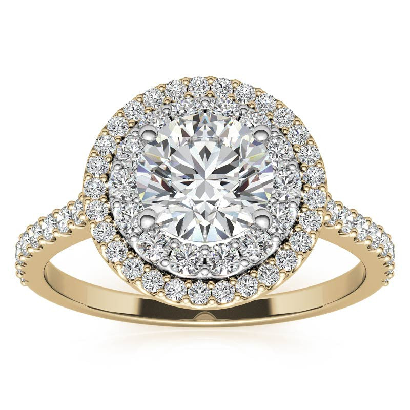 Round Double Halo Moissanite Engagement Ring