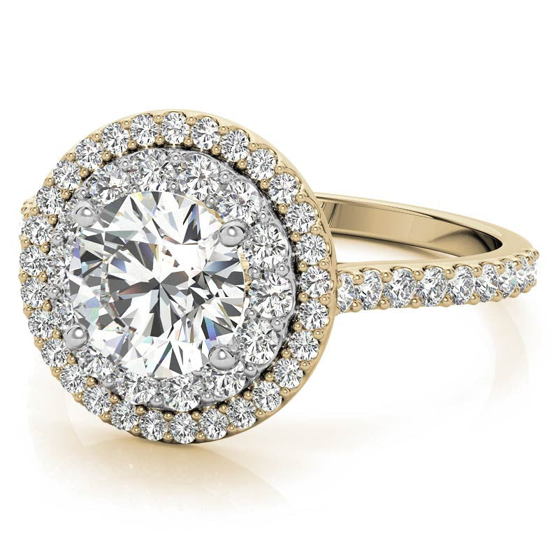 Round Double Halo Moissanite Engagement Ring