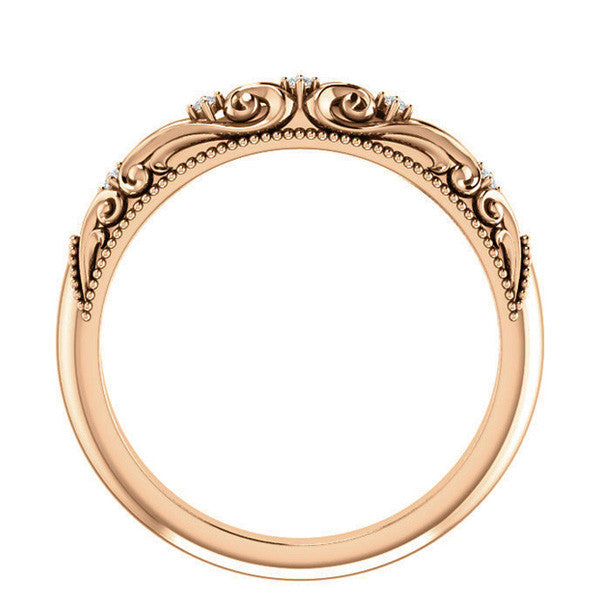 Round Scroll Design Moissanite Engagement Ring