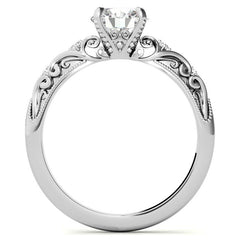 Round Scroll Design Moissanite Engagement Ring