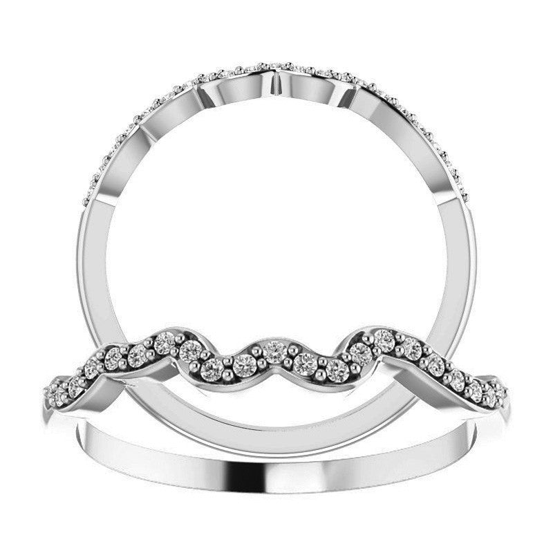 Round Heart Accented Moissanite Halo Engagement Ring