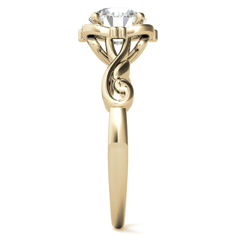 Round Heart Accented Moissanite Halo Engagement Ring