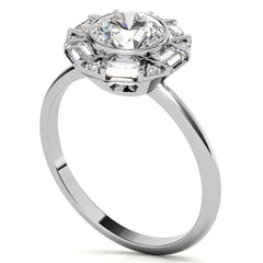 Unique Round and Emerald Bezel Halo Moissanite Engagement Ring