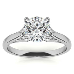 Round Scroll Moissanite Solitaire Ring with Surprise Diamond