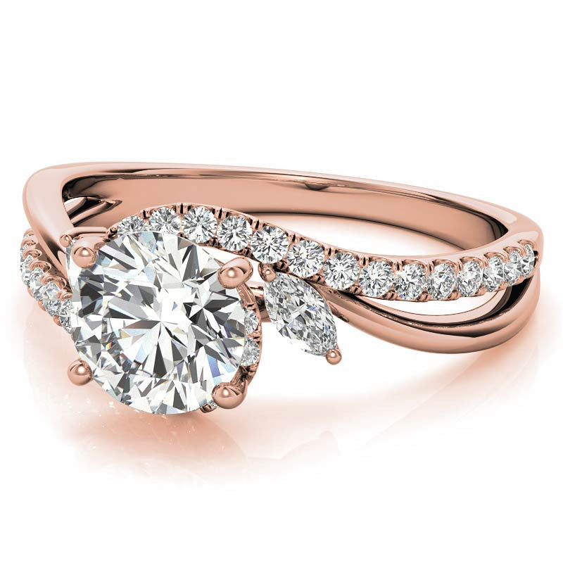 Round Double Band Bypass Moissanite 3-Stone Ring
