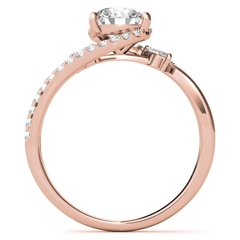 Round Double Band Bypass Moissanite 3-Stone Ring