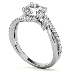 Round Double Band Bypass Moissanite 3-Stone Ring
