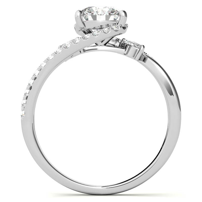 Round Double Band Bypass Moissanite 3-Stone Ring
