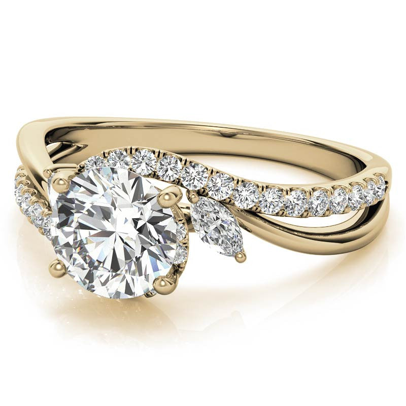Round Double Band Bypass Moissanite 3-Stone Ring