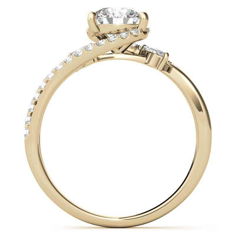Round Double Band Bypass Moissanite 3-Stone Ring