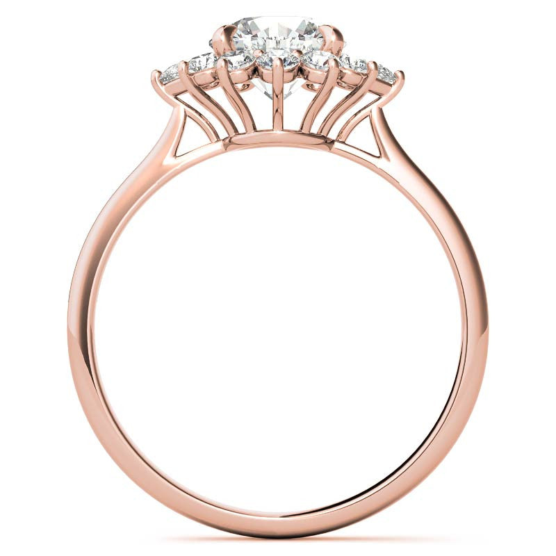 Round and Pear Halo Moissanite Engagement Ring