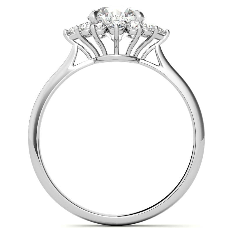 Round and Pear Halo Moissanite Engagement Ring