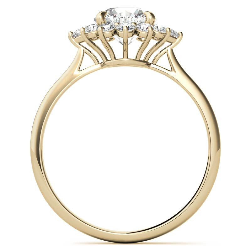 Round and Pear Halo Moissanite Engagement Ring