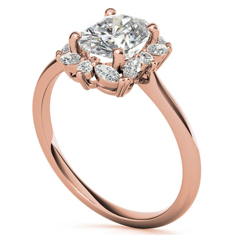 Oval and Marquise Halo Moissanite Engagement Ring