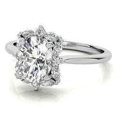 Oval and Marquise Halo Moissanite Engagement Ring