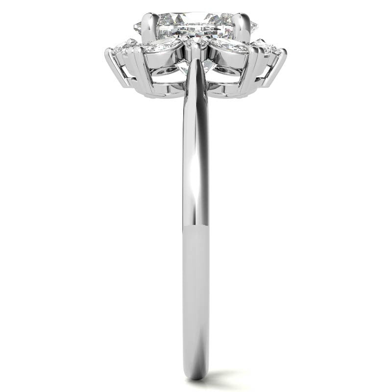 Oval and Marquise Halo Moissanite Engagement Ring