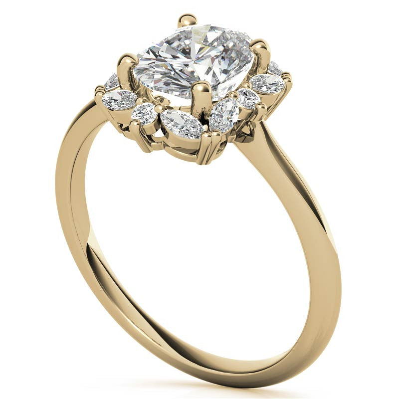 Oval and Marquise Halo Moissanite Engagement Ring