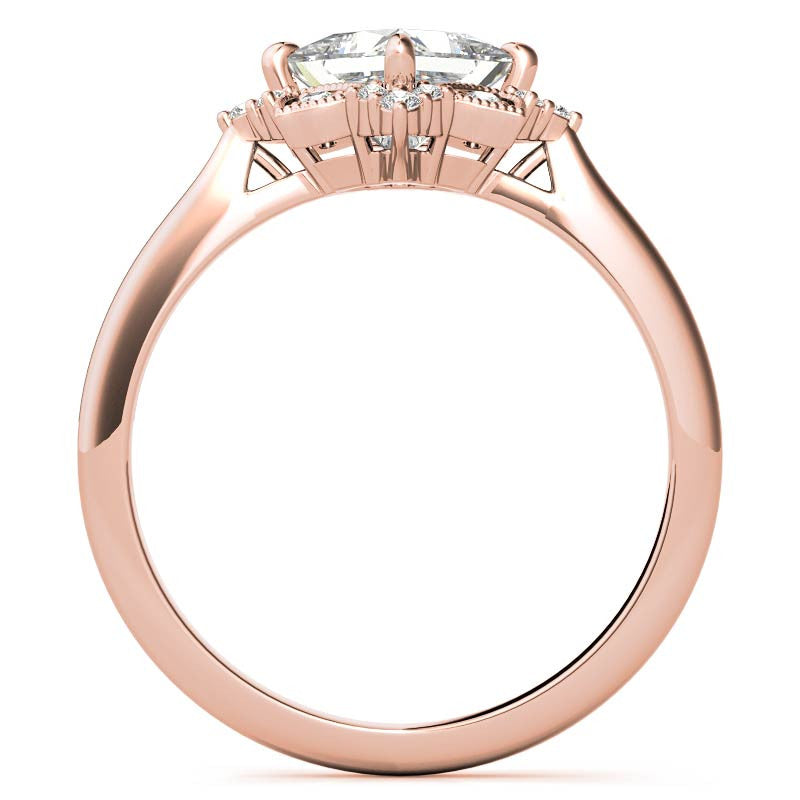 Kite-Set Princess Antique Halo Moissanite Engagement Ring