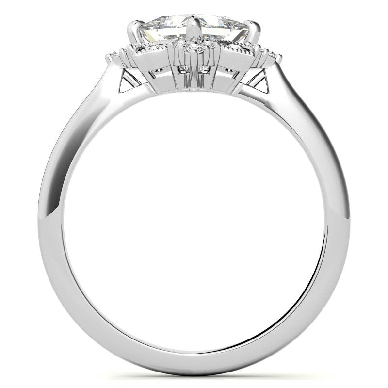 Kite-Set Princess Antique Halo Moissanite Engagement Ring