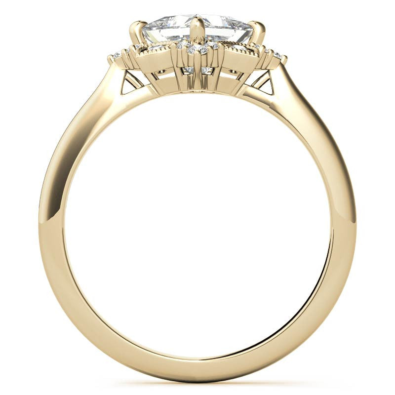 Kite-Set Princess Antique Halo Moissanite Engagement Ring