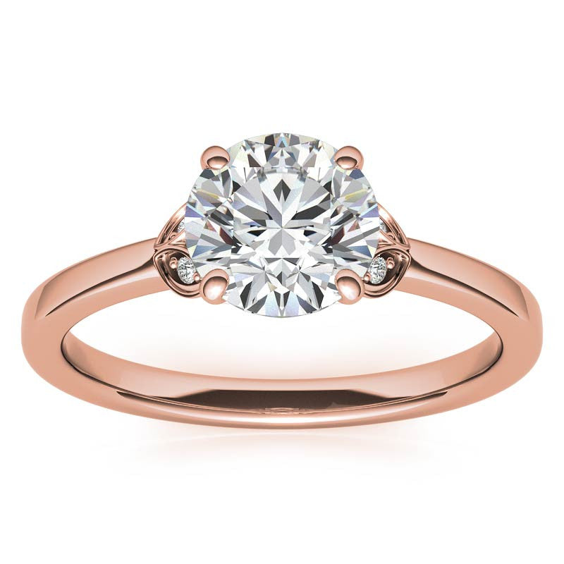 Round Petal Accent Moissanite Engagement Ring