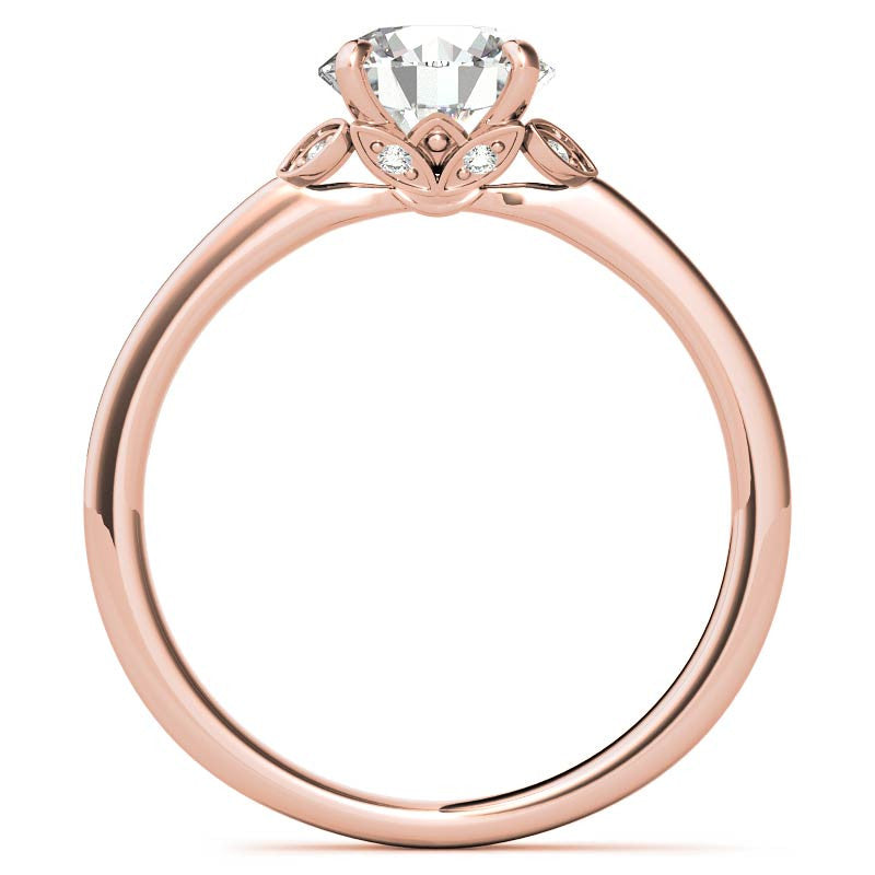 Round Petal Accent Moissanite Engagement Ring