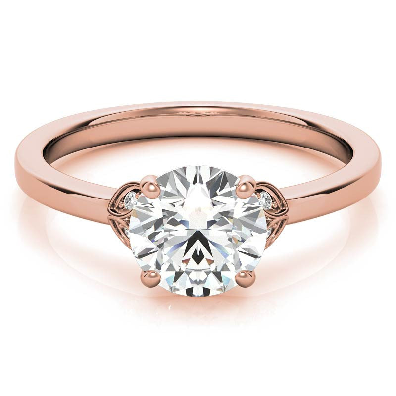 Round Petal Accent Moissanite Engagement Ring