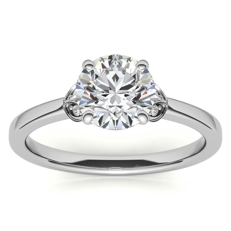 Round Petal Accent Moissanite Engagement Ring