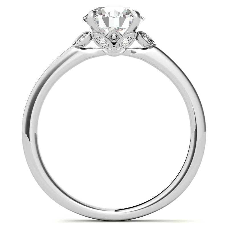Round Petal Accent Moissanite Engagement Ring