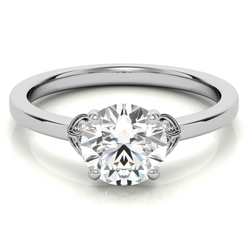 Round Petal Accent Moissanite Engagement Ring