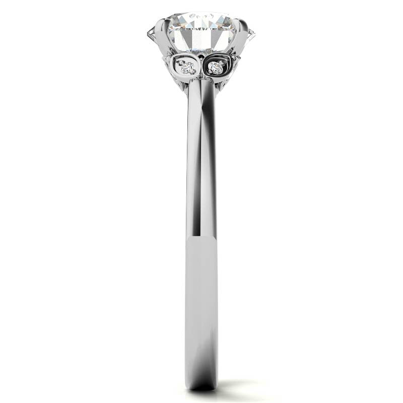 Round Petal Accent Moissanite Engagement Ring