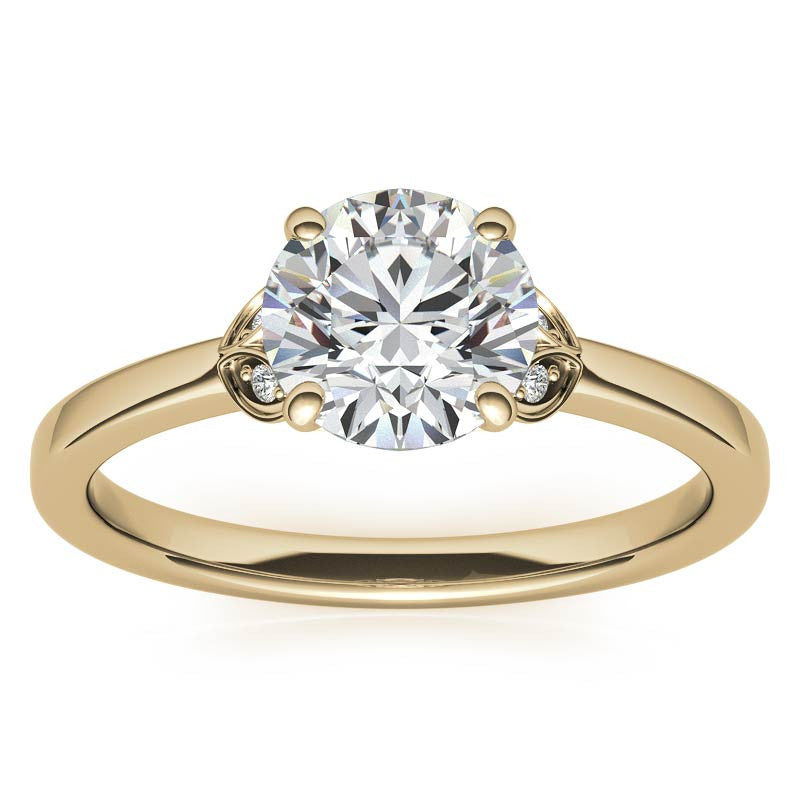 Round Petal Accent Moissanite Engagement Ring