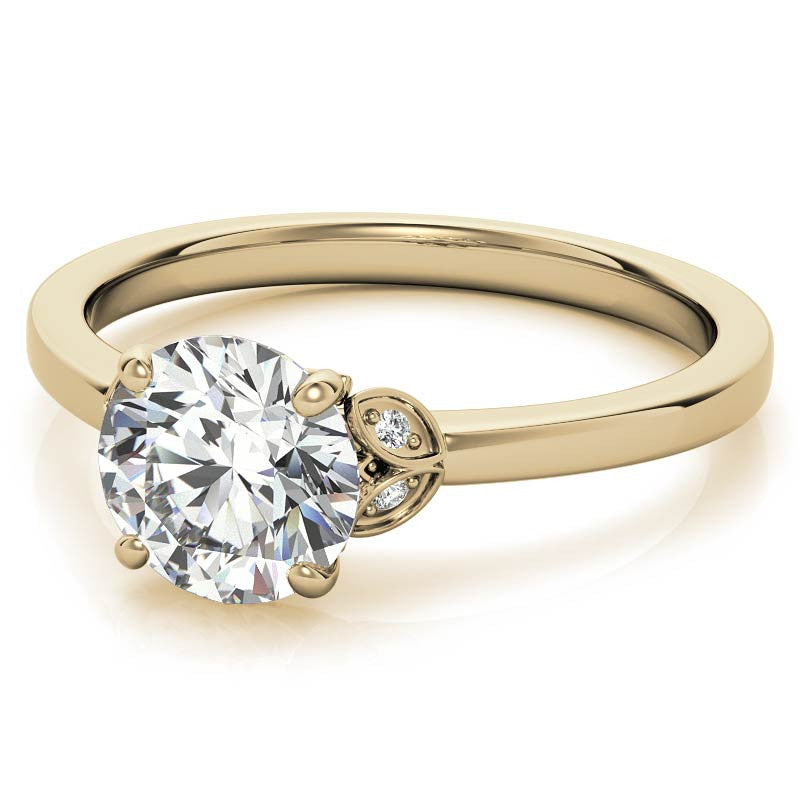 Round Petal Accent Moissanite Engagement Ring