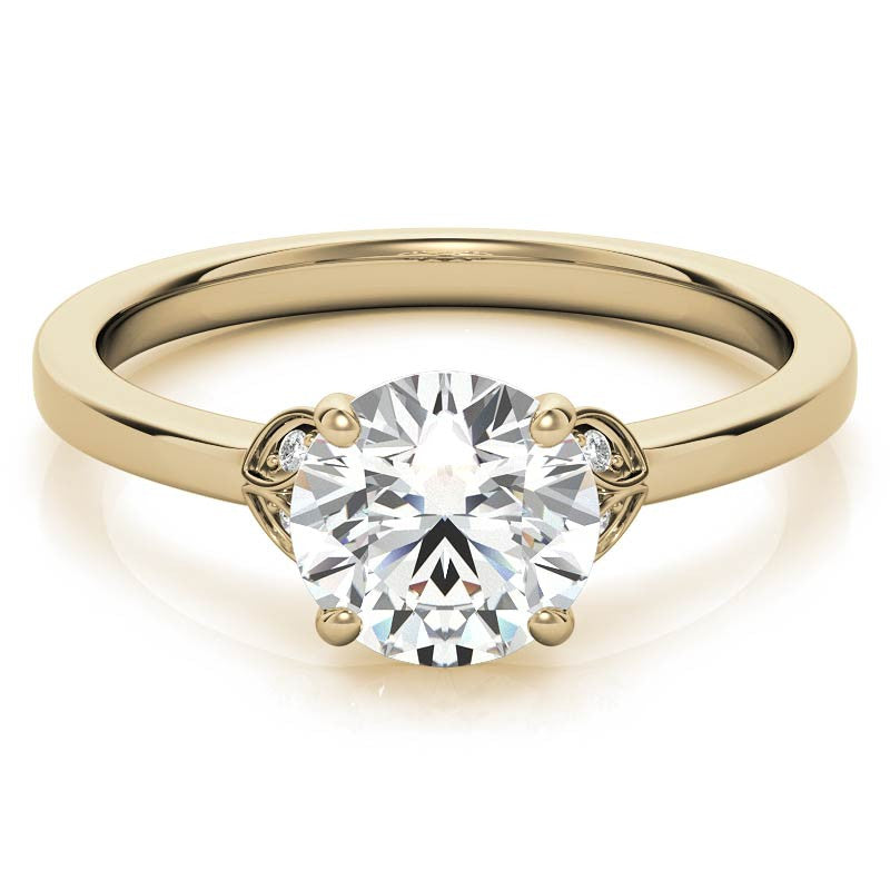 Round Petal Accent Moissanite Engagement Ring