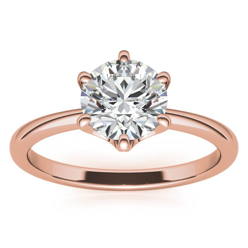 Round Diamond Accented Moissanite Solitaire Ring