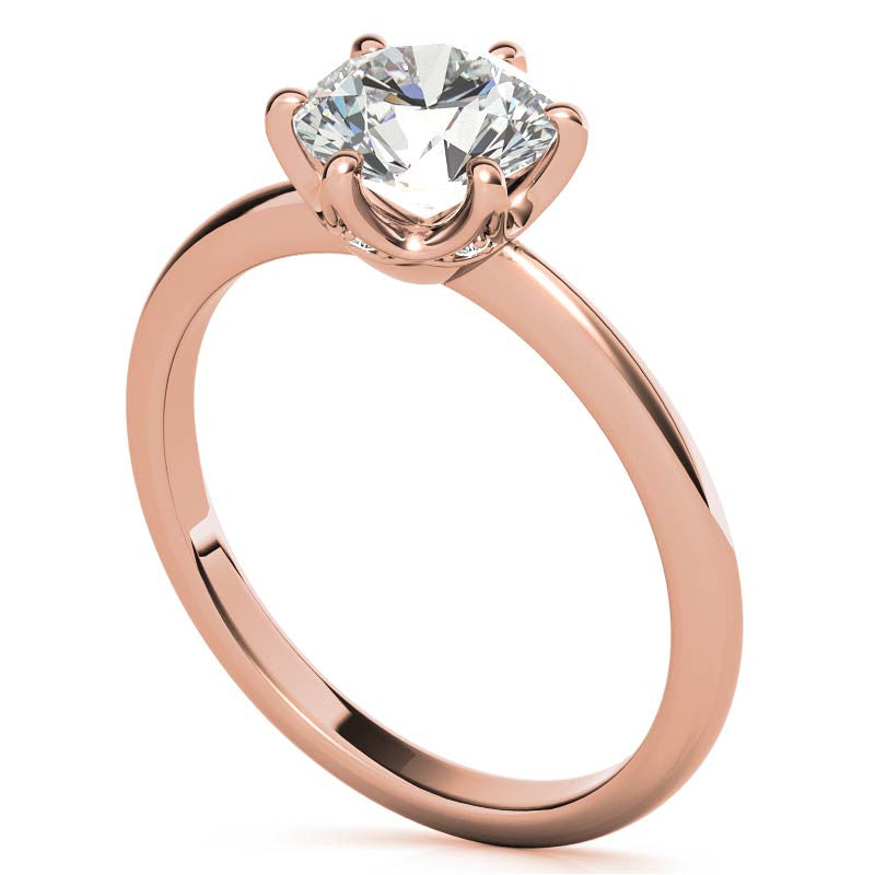Round Diamond Accented Moissanite Solitaire Ring