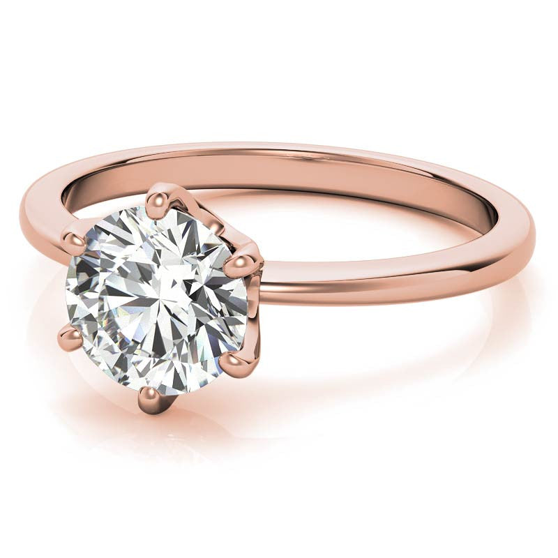 Round Diamond Accented Moissanite Solitaire Ring