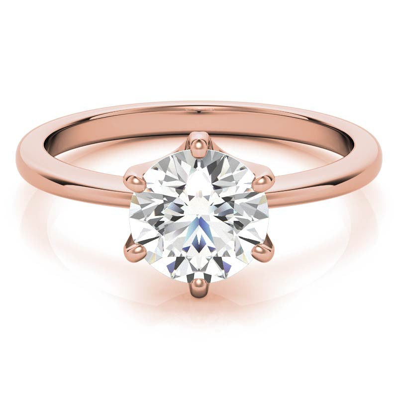 Round Diamond Accented Moissanite Solitaire Ring