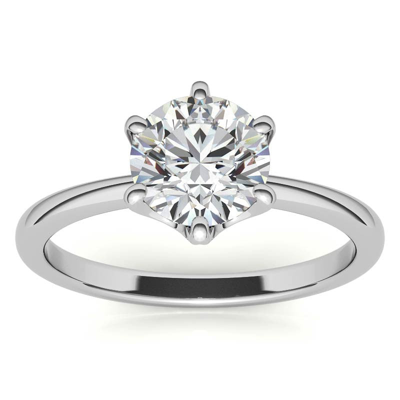 Round Diamond Accented Moissanite Solitaire Ring