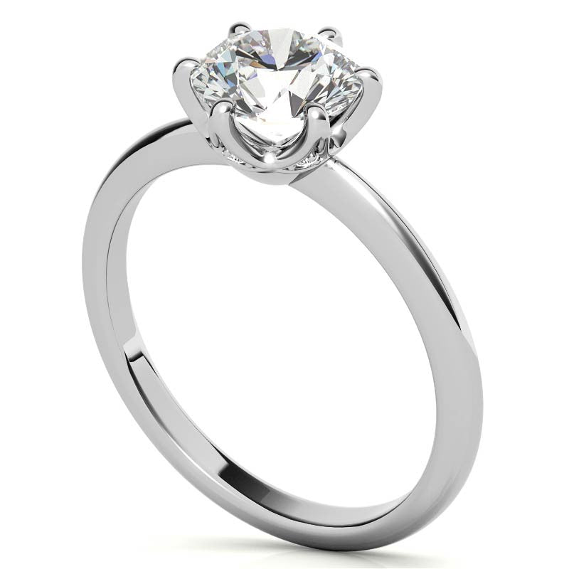 Round Diamond Accented Moissanite Solitaire Ring
