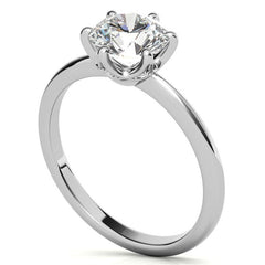 Round Diamond Accented Moissanite Solitaire Ring