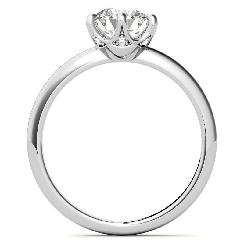 Round Diamond Accented Moissanite Solitaire Ring